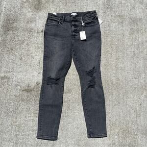 Good American Good Legs Jeans Black Gray Grey Distressed 14/32